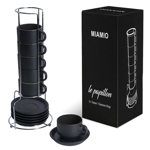 Skodelice za kavo espreso, Papillon črna (6x75 ml)