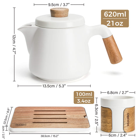 Japonski set za čaj, čajnik 620 ml + 6x100 ml, bela