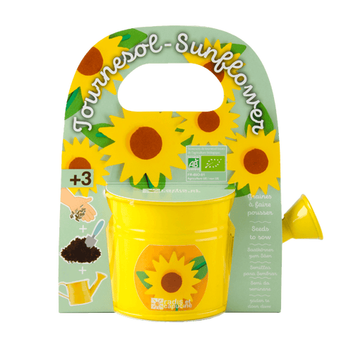 SET - Mini zalivalka s semeni ekološke sončnice, za otroke